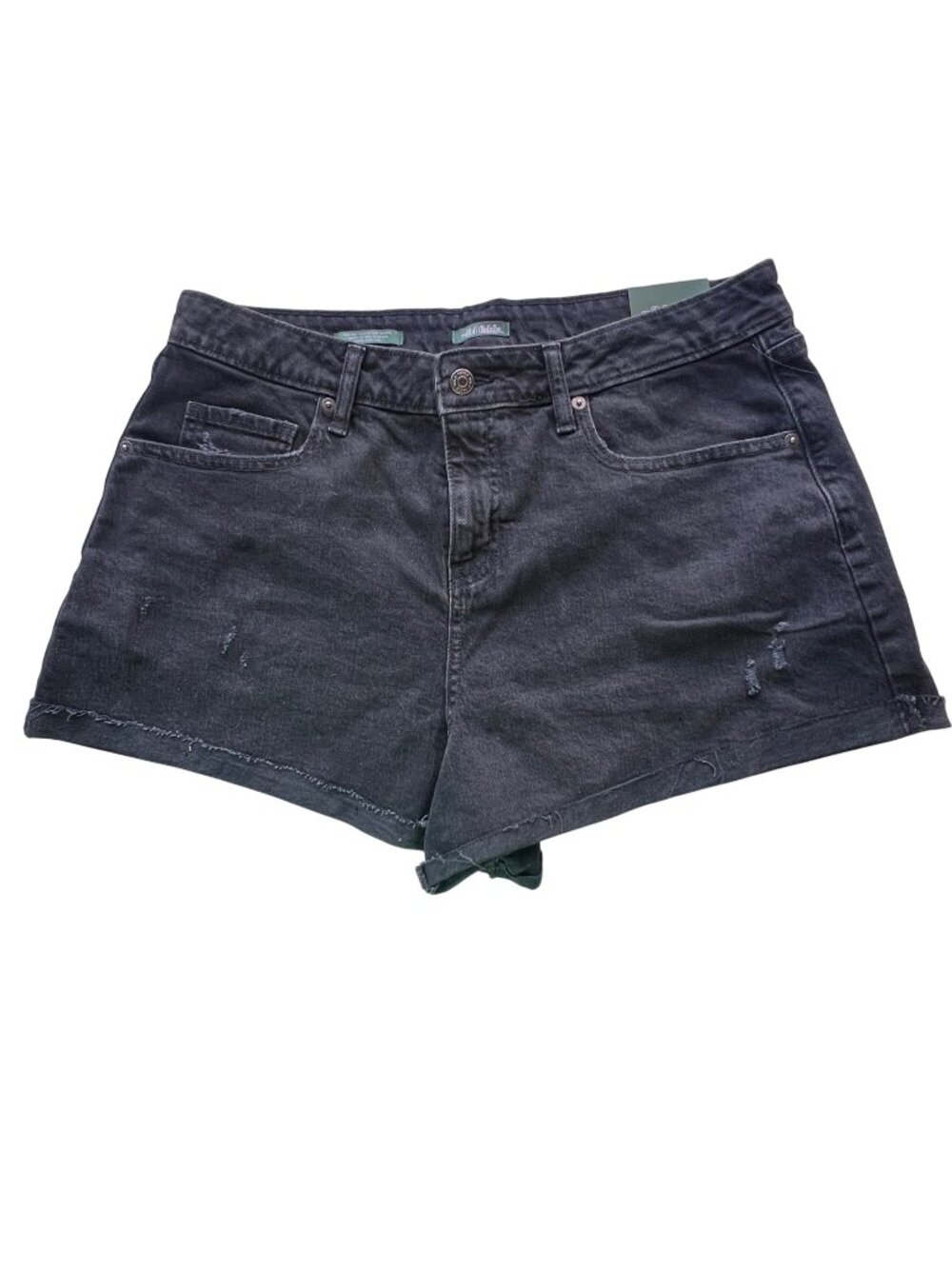 Wild Fable Shorts Womens 12 Black Denim High-Rise Rolled Cuff Distressed